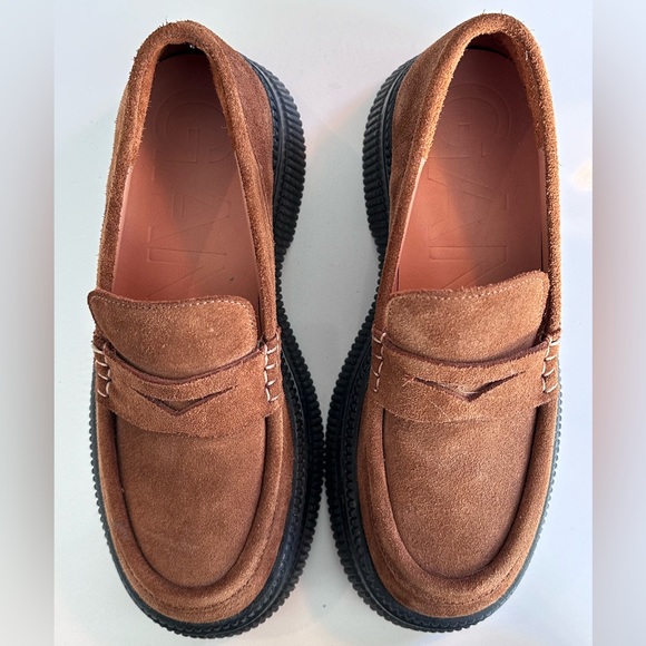 GANNI Wallaby Creepers Brown Suede Loafers size 38 NEVER WORN - Picture 4 of 5
